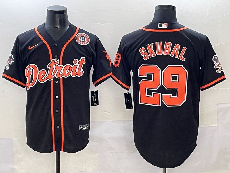 Men 2025 Detroit Tigers #29 Skubal Black Joint Name Nike MLB Jersey style 7